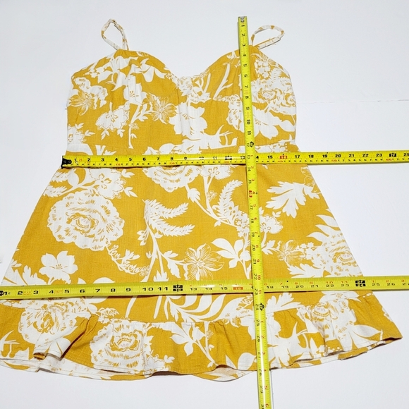 Wild Fable Golden Yellow Floral Ruffled Mini Dress (XL) - Picture 9 of 9